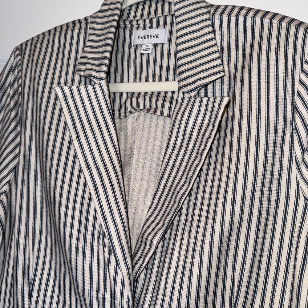 EVEREVE Thea Blazer linen Blend Navy Stripe S - Picture 4 of 7